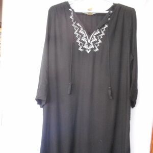 Cross Stitched Black and White Size L tunic dress